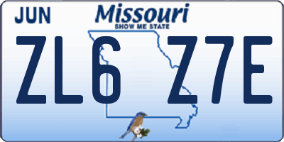 MO license plate ZL6Z7E