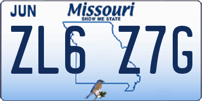 MO license plate ZL6Z7G