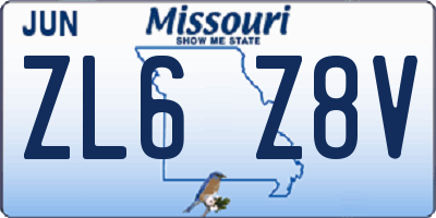 MO license plate ZL6Z8V