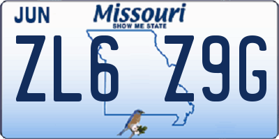 MO license plate ZL6Z9G