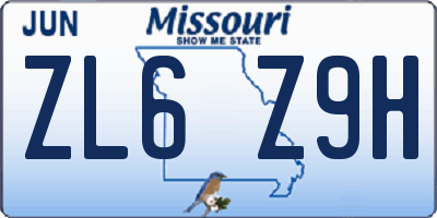 MO license plate ZL6Z9H