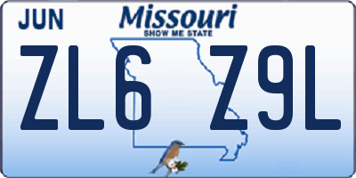MO license plate ZL6Z9L