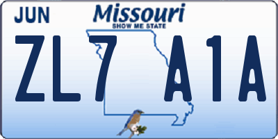 MO license plate ZL7A1A