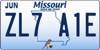 MO license plate ZL7A1E