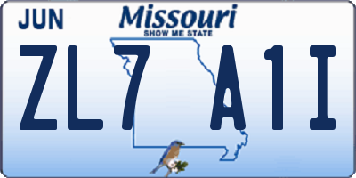 MO license plate ZL7A1I