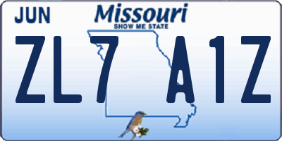 MO license plate ZL7A1Z