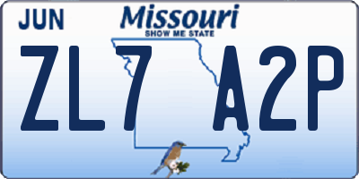 MO license plate ZL7A2P