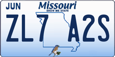 MO license plate ZL7A2S
