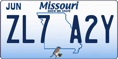 MO license plate ZL7A2Y