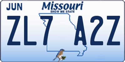 MO license plate ZL7A2Z