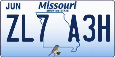 MO license plate ZL7A3H