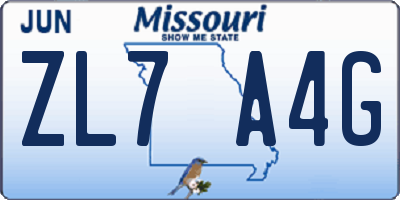 MO license plate ZL7A4G