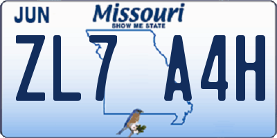MO license plate ZL7A4H