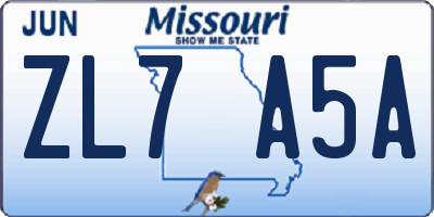 MO license plate ZL7A5A