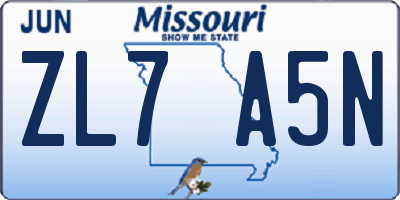 MO license plate ZL7A5N