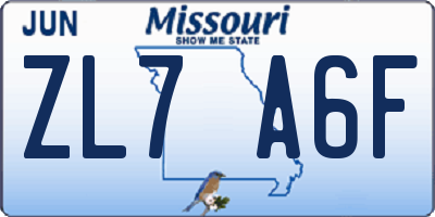 MO license plate ZL7A6F