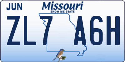 MO license plate ZL7A6H