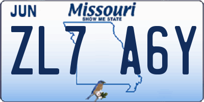 MO license plate ZL7A6Y