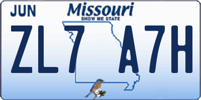 MO license plate ZL7A7H