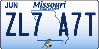 MO license plate ZL7A7T