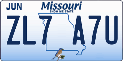 MO license plate ZL7A7U