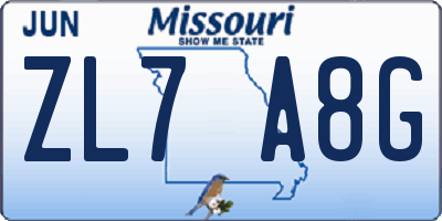 MO license plate ZL7A8G