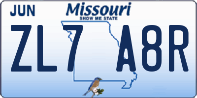 MO license plate ZL7A8R