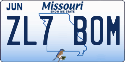 MO license plate ZL7B0M