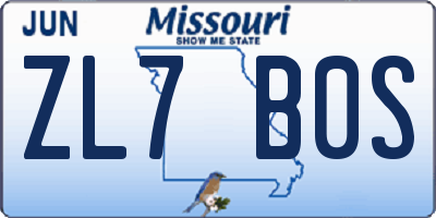 MO license plate ZL7B0S