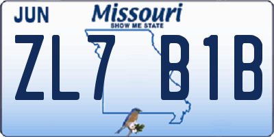 MO license plate ZL7B1B