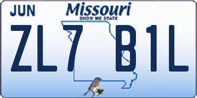 MO license plate ZL7B1L