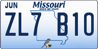 MO license plate ZL7B1O