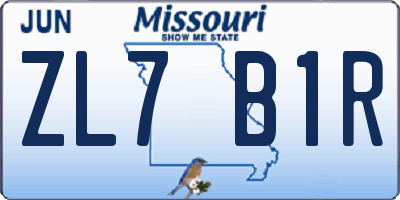 MO license plate ZL7B1R