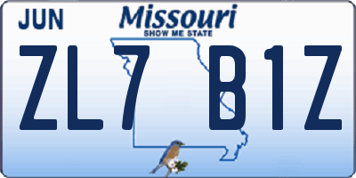 MO license plate ZL7B1Z