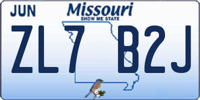 MO license plate ZL7B2J