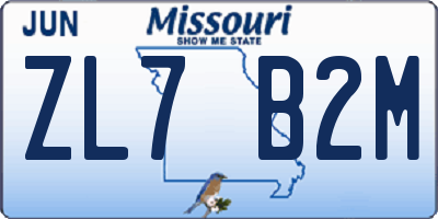 MO license plate ZL7B2M