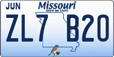 MO license plate ZL7B2O