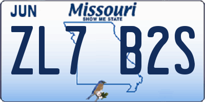 MO license plate ZL7B2S