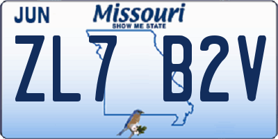 MO license plate ZL7B2V
