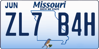 MO license plate ZL7B4H