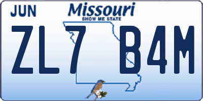 MO license plate ZL7B4M