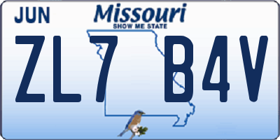 MO license plate ZL7B4V