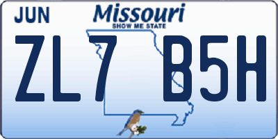 MO license plate ZL7B5H