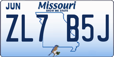 MO license plate ZL7B5J