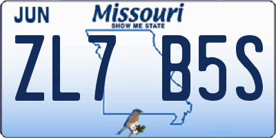 MO license plate ZL7B5S