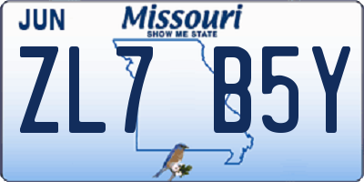 MO license plate ZL7B5Y