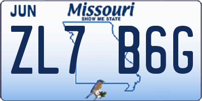 MO license plate ZL7B6G