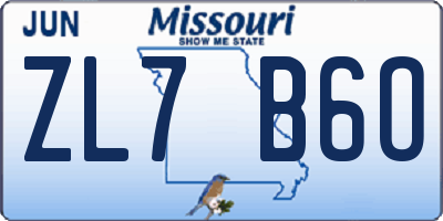 MO license plate ZL7B6O