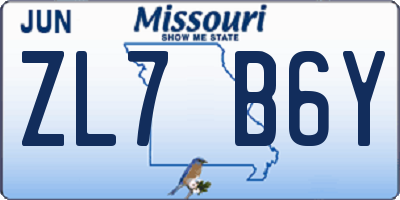 MO license plate ZL7B6Y