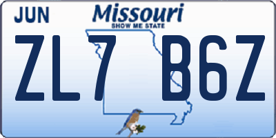 MO license plate ZL7B6Z